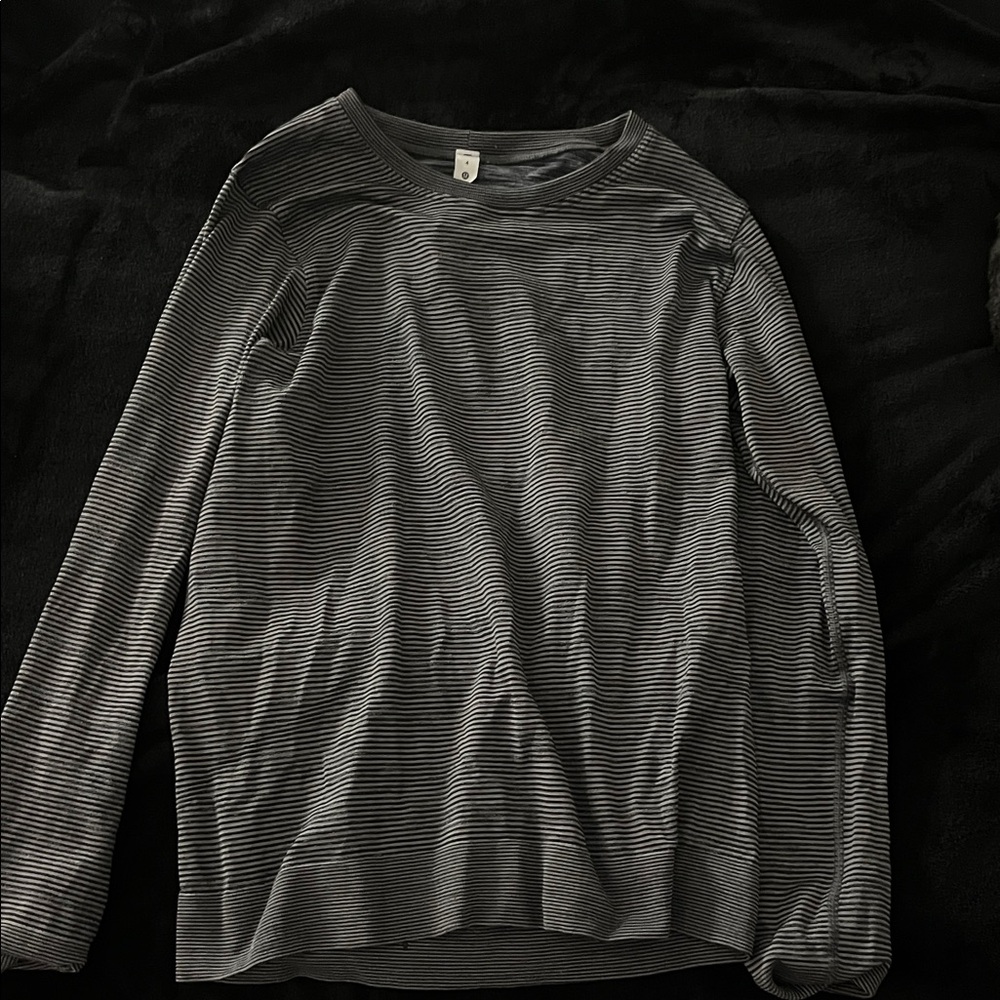 lululemon athletica Charcoal and White Striped Long Sleeve Tee